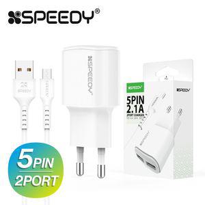 스피디 2.1A USB 2포트 가정용충전기 화이트 5핀 포함