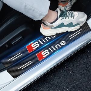 4Pcs 자동차 도어 임계 값 탄소 섬유 스커프 플레이트 스티커 배지 액세서리 아우디 Sline TT Q2 Q3 Q5 Q7