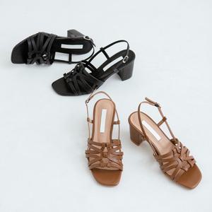 SOVO 누카츠 소가죽 스트랩 샌들 6cm