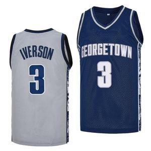 농구유니폼 농구복 져지 바지 나시 티셔츠 반티 2024 농구 유니폼 GEORGETOWN 3 IVERSON 봉제 자수 야외 운