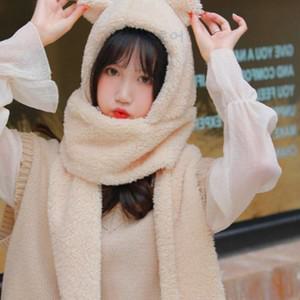 갑월 후드 목도리 베이지 부드러운 니트 겨울용품 아동 소프트