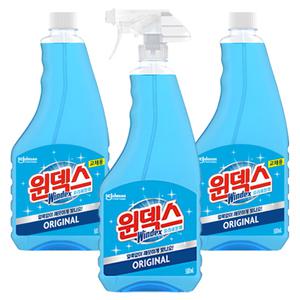 윈덱스 유리세정제 500ml 본품1개+리필2개 세트 창문 유리 거울 닦기 광택 청소 세정제 세제