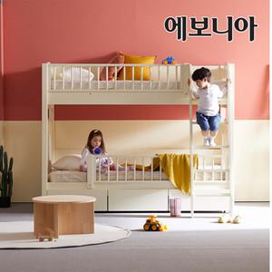 [에보니아][풀세트] 클레망 원목 분리형 어린이 이층침대 SS 프레임+1층 안전가드+하단서랍+메모리폼매트