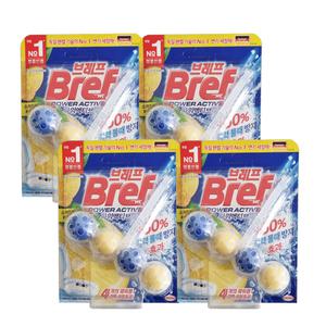 브레프 파워액티브 파워볼 변기세정제 스파클링 레몬 50g x1입 x4개