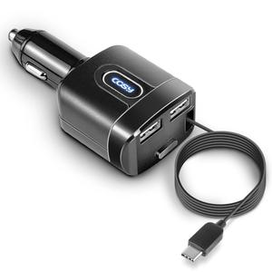 C타입 자동 감김 차량용충전기 QC3.0 USB 2포트 초고속 충전 케이블 정리 3대 동시충전