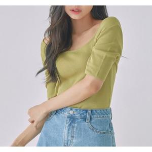 [미쏘][미쏘]스퀘어넥 5부 니트