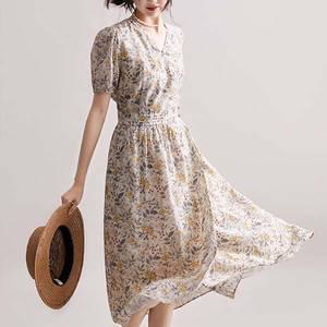[하프클럽/스윗트리]슬림핏 실크 코튼 플라워 원피스(h0245)