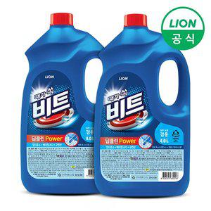 [라이온코리아]비트 세탁세제 딥클린파워 액체 4L 리필(겸용) 2개