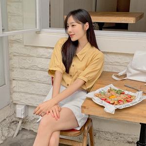핫핑 썸뮤즈 루즈핏 린넨 카라 반팔셔츠자켓