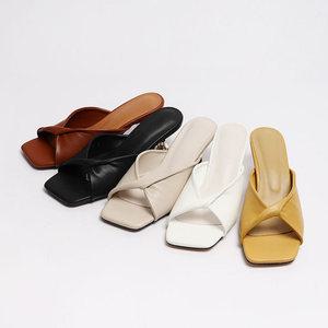 원더슈즈 코티드 드레스 프리미엄 샌들블로퍼 힐 5CM B-7017