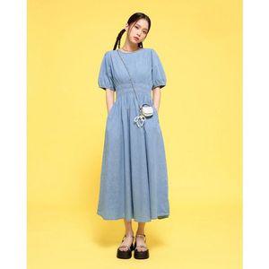 [갤러리아] (24S/S )  스모킹 소매 퍼프 데님원피스 AQ2DO463
