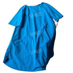 코튼원피스 반팔 라운드넥 린넨 블루 오버핏 빅사이즈 여름코디 데일리