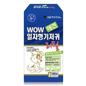 와우 일자형 강아지 애견 기저귀 리필용 중형 100매 수컷 배변패드 매너벨트