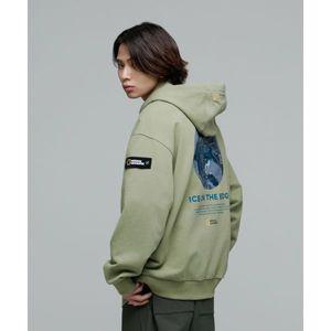 [매장정품] 내셔널 지오그래픽 N243UHD940 빙하 컨셉 그래픽 세미오버핏 후디 GREEN OLIVE
