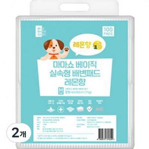 마마쇼 베이직 실속형 배변패드 배변유도제 함유 레몬향, M(40 x 50 ..., 100개