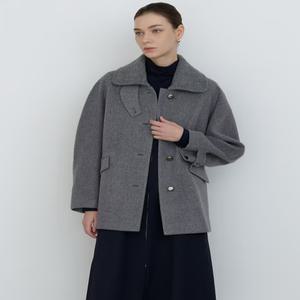 닥스 여성 24FW [캐시미어 100%] 그레이 탈착 니트카라 하프코트 DLCO4D903G2