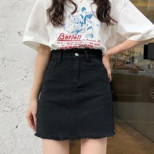 데일리 기본 하이웨스트 에이라인 데님 스커트