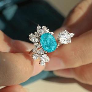 진주 새로운 패션 자연 Paraiba 사파이어 조정 가능한 오프닝 커플 반지 여성 중공업 Weddding 쥬얼리의