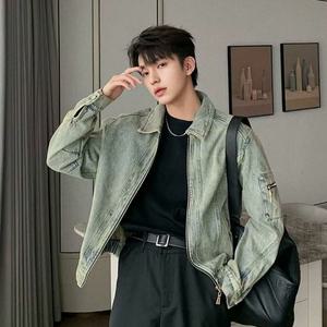 남자 빈티지 옐로우 워싱 간절기 청자켓 데님자켓 (HJJ-WFFZSZU)