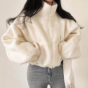여자 겨울 데일리 3컬러 양털 하이넥 집업 자켓