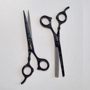 [BC]Maha 전문가용 미용가위 커트 + 틴닝 세트 블랙 18cm 이발가위 고급