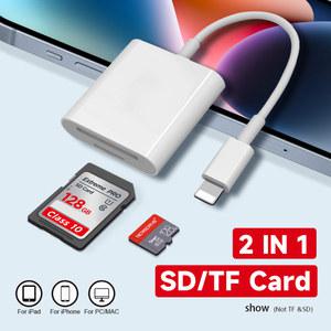 아이폰용 다기능 조명, TF SD CF OTG 카드 리더 어댑터, 6 인 1 카드 라이트닝 USB TF SD 컨버터, 3 인