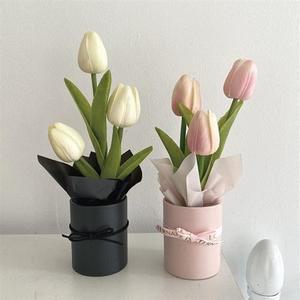 화분조화 (이거찜) 튤립3송이+종이화분+비닐백 튤립조화세트