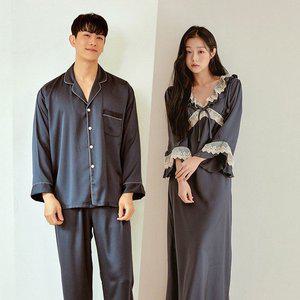 [바풀]LL35821 103 커플잠옷 샤틴 남성 여성 파자마 원피스 홈웨어 잠옷 세트_P336064471