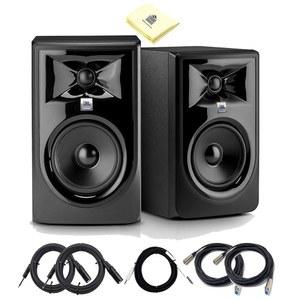 JBL 306P MKII 6.5인치 파워 스튜디오 모니터(페어) 2-Way 112W 파워 스튜디오 레퍼런스 모니터(6.5인치 우퍼, 1인치 트위터 및 자기 차단(페어) 케이블 번들 및 조로 천 포함)