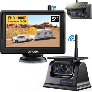 마그네틱 솔라 무선 백업 카메라, 1분 설치 1080P DVR 5인치 IPS 모니터 10500mAh 충전식 수면 모드 야간 투시 방수 후방 카메라 시스템 트럭 RV 트레일러 카 AP5S DVKNM용
