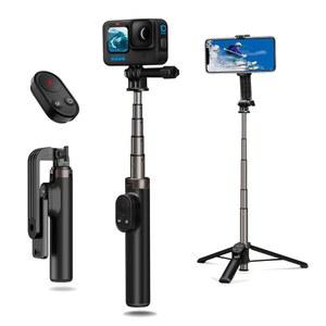 GoPro Hero 13 12 11 10 9 8 MAX 및 스마트폰용 리모컨이 있는 AFIDY 확장형 셀카봉 삼각대, 무선 블루투스 안정적인 휴대용 폴 모노포드