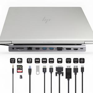 국내정품 11IN1 멀티허브 컨버터 도킹스테이션 C타입 PD 무전원 노트북 받침대 HDMI 랜포트 AUX
