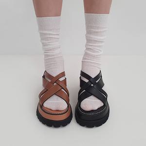 플랫폼 발편한 스트랩 통굽 샌들