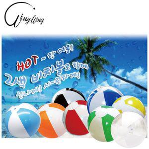 (색상:투명-흰색)(대)2색 비치볼 (38-40cm) 9가지 컬러 물놀이공 물놀이 비치 수영장 바다 이용 2볼 주황