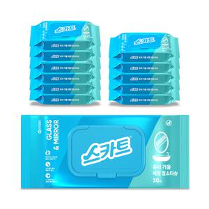 (코스트코 직배송) 스카트 유리 거울 세정청소티슈 30매 x 12팩