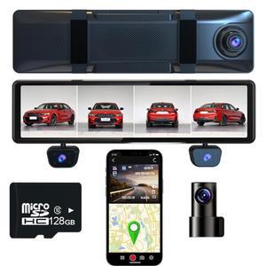 WDHOICAR 카메라 4개 1080P 대시 캠 12인치 터치 스크린 자동차 블랙 박스 GPS G-센서 운전 비디오 레코더
