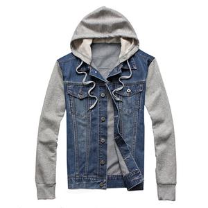 남자 데님 빅사이즈 청자켓 남성용 후드 재킷 캐쥬얼 진 남성 카우보이 모자 분리형 코트 4XL 5XL