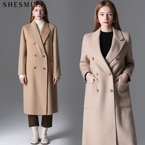 [쉬즈미스(SHESMISS)] 울90프로 스티치 더블 핸드메이드 코트 (택가격: 598000원)