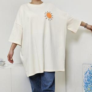 여자 빅사이즈 캐주얼 반팔 롱 티셔츠 DMES-TSH-STS14351087