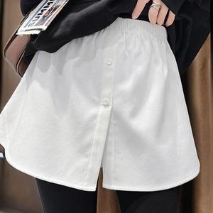여성 캐주얼 페이크 레이어드 단추 스커트