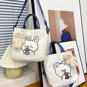에코백 미니 곰인형 캔버스토트백