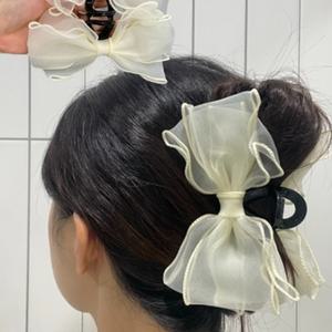 숱많은머리 왕리본집게핀 반머리 헤어핀브랜드 반묶음 왕리본핀