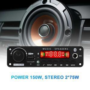 자동차 CD MP19 리모컨 포함 블루투스 MP3 디코더 보드 2x75W 앰프 DIY 무선 음악 플레이어 8V-26V 지지대