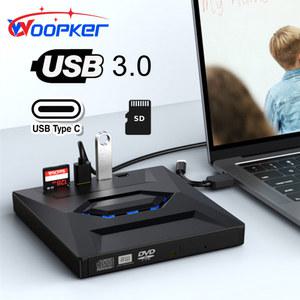Woopker USB3 0 유형 C 외부 CD DVD VCD 광학 드라이브 3 in 1 다기능 SD 카드 U 디스크 플레이어 읽기 속도 CD Rom 24X CD RW