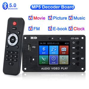 MP5 MP4 MP3 플레이어, 지지대 비디오 그림 시계, 음악 블루투스 5 0 디코더 보드, HD 플레이어, 디코딩 FM 라디오, USB TF, 자동차용