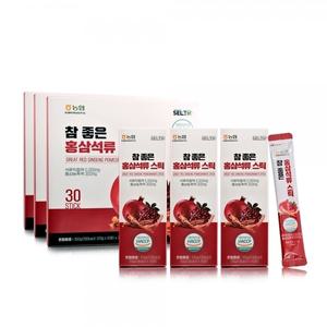 SELTH 참좋은 홍삼석류 스틱(10gx30포x3박스) 석류착즙액 홍삼농축액
