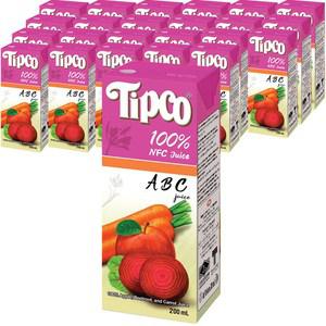 팁코 100프로 음료수 당충전 착즙 ABC 주스 200ml 24개