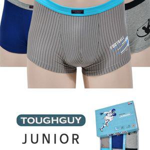 스포티한 디자인 흡습속건 좋은 주니어 면스판 남드로즈 3매입사각팬티 주