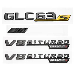 호환 for Biturbo Mercedes X253 GLC43 플랫 AMG 4matic Benz V8 자동차 ABS 엠블럼 로고 2017 GLC63s 트렁크 스티커 GLC63