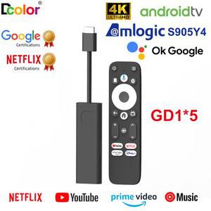 크롬캐스트 5PCS Dcolor 4K TV 스틱 Netflix Google 2GB LPDDR4 16G ROM Amlogic S905Y4 지원 265 4G 5G Wifi Box